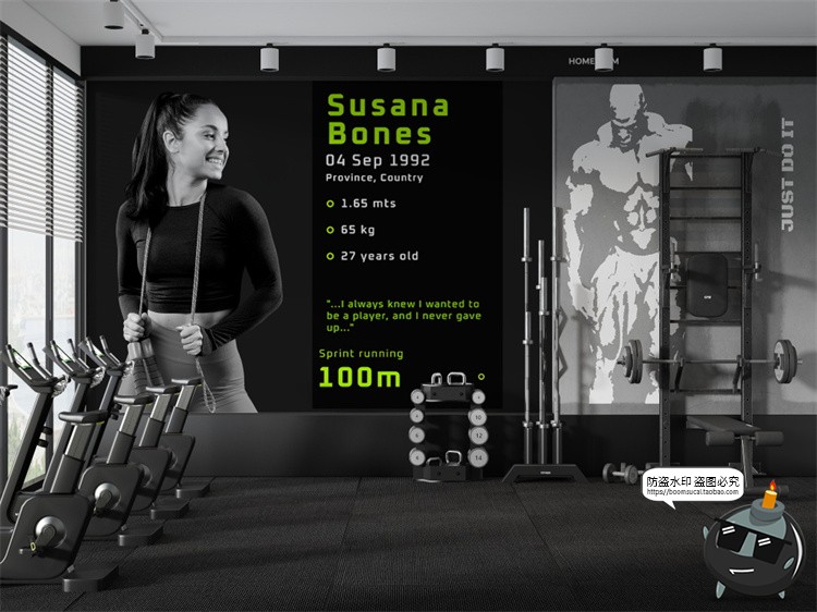 图片[1]-健身房体育运动品牌哑铃VI提案作品海报展示贴图样机PSD模板素材-设计猿