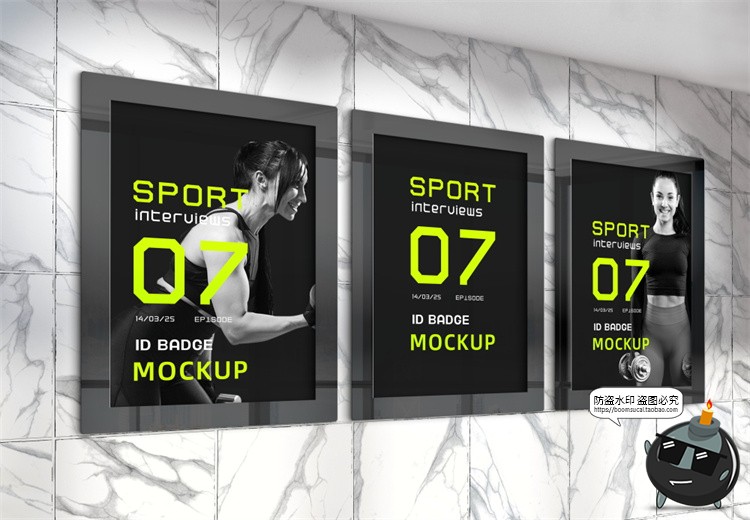 图片[18]-健身房体育运动品牌哑铃VI提案作品海报展示贴图样机PSD模板素材-设计猿