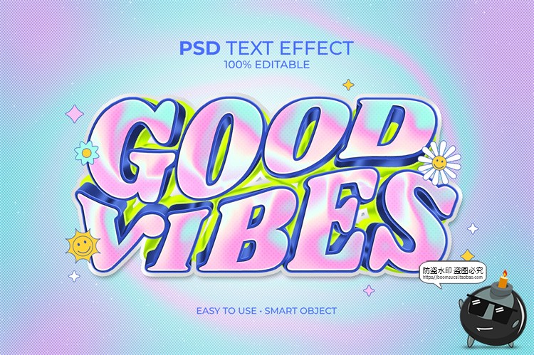 图片[3]-潮流俏皮Y2K酸性3D立体文字字体特效logo标题大字PSD模板样机素材-设计猿