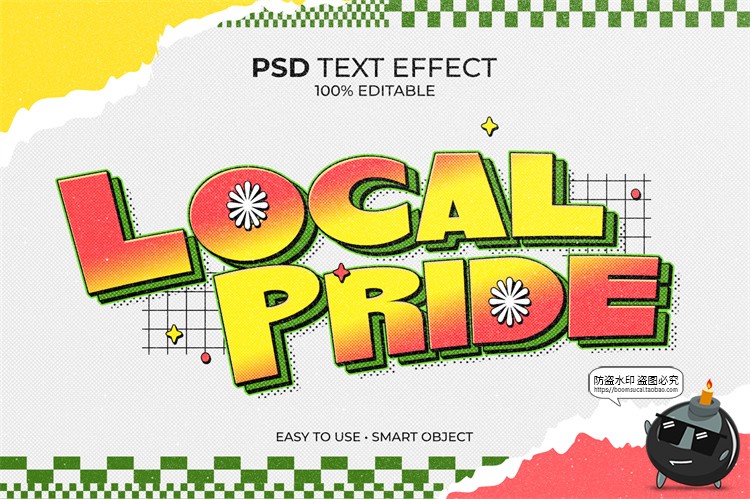 图片[5]-潮流俏皮Y2K酸性3D立体文字字体特效logo标题大字PSD模板样机素材-设计猿