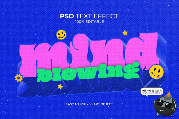 图片[6]-潮流俏皮Y2K酸性3D立体文字字体特效logo标题大字PSD模板样机素材-设计猿