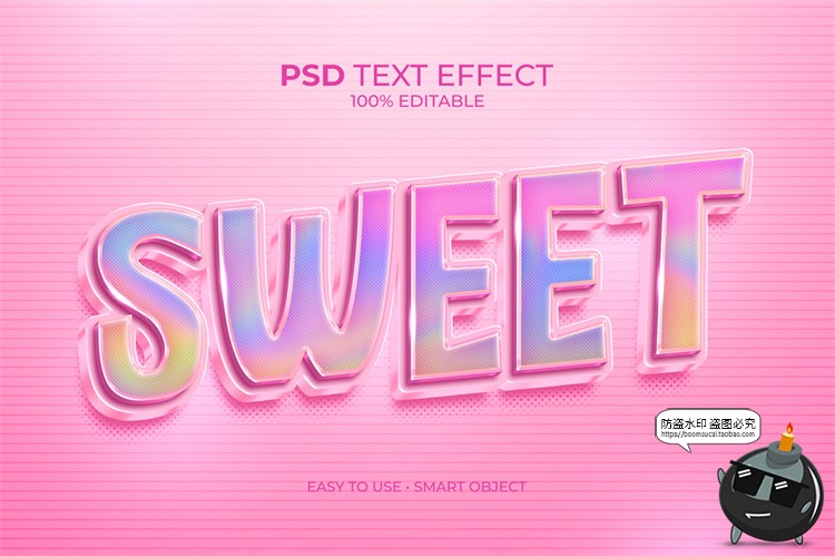 潮流俏皮Y2K酸性3D立体文字字体特效logo标题大字PSD模板样机素材-设计猿