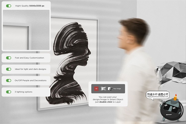 图片[13]-美术馆摄影艺术展览展厅画展场景海报作品相框样机PSD模板PS素材-设计猿