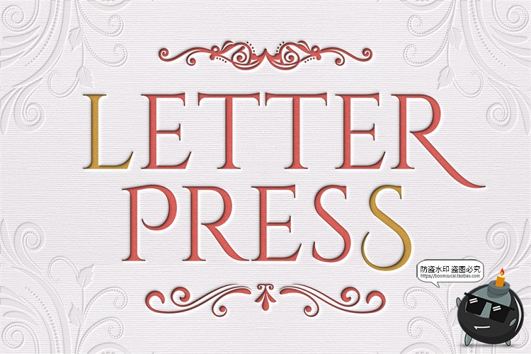 图片[1]-浮雕特效印刷凸版凹陷内陷字体特效标识文本字母样机PSD模板素材-设计猿