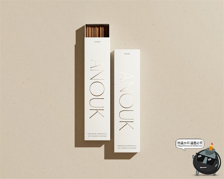 图片[4]-沉香檀香熏香礼盒产品包装抽拉盒贴图展示效果PSD模板样机PS素材-设计猿
