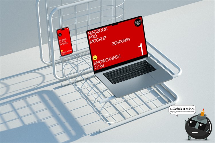 图片[5]-极简工业风名片A4单页封面ui界面作品效果图展示PSD模板样机素材-设计猿