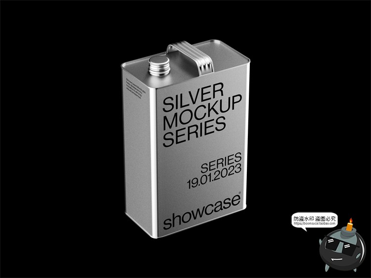 银色未来科幻金属锡箔铝箔产品包装VI贴图展示效果图样机PSD素材-设计猿