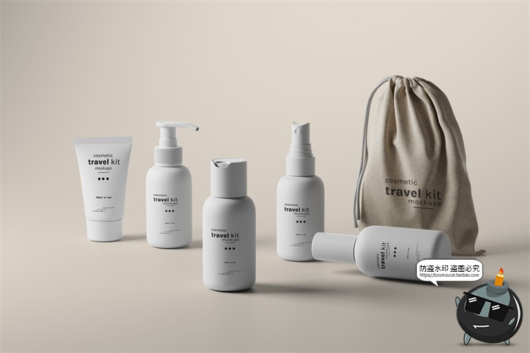 图片[3]-旅行小样试用装化妆品随身装乳液护肤品产品包装样机PSD模板素材-设计猿
