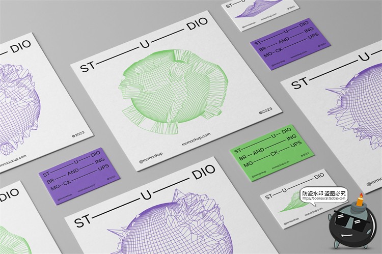 图片[14]-创意品牌vi应用名片拎袋文具文创周边作品贴图样机PSD模板PS素材-设计猿