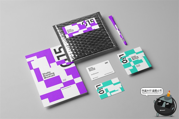 图片[18]-创意品牌vi应用名片拎袋文具文创周边作品贴图样机PSD模板PS素材-设计猿