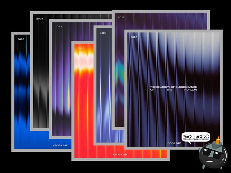图片[2]-潮流迷幻长虹玻璃条纹水晶复古渐变海报背景底纹JPG图片合成素材-设计猿