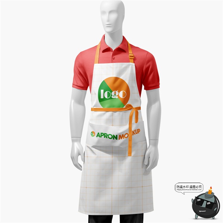 图片[2]-奶茶餐饮咖啡店厨房厨师围裙工作服模特展示效果样机PSD模板素材-设计猿