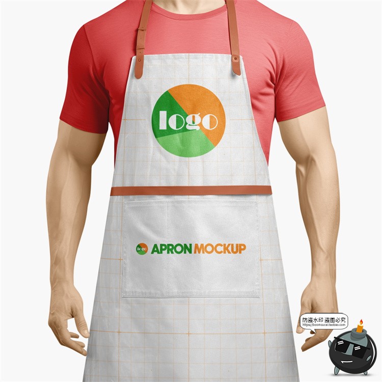 图片[5]-奶茶餐饮咖啡店厨房厨师围裙工作服模特展示效果样机PSD模板素材-设计猿