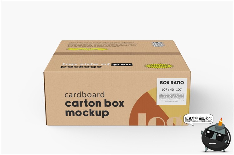 图片[3]-瓦楞快递纸箱纸盒正方形打包箱子包装展示效果图PSD模板样机素材-设计猿
