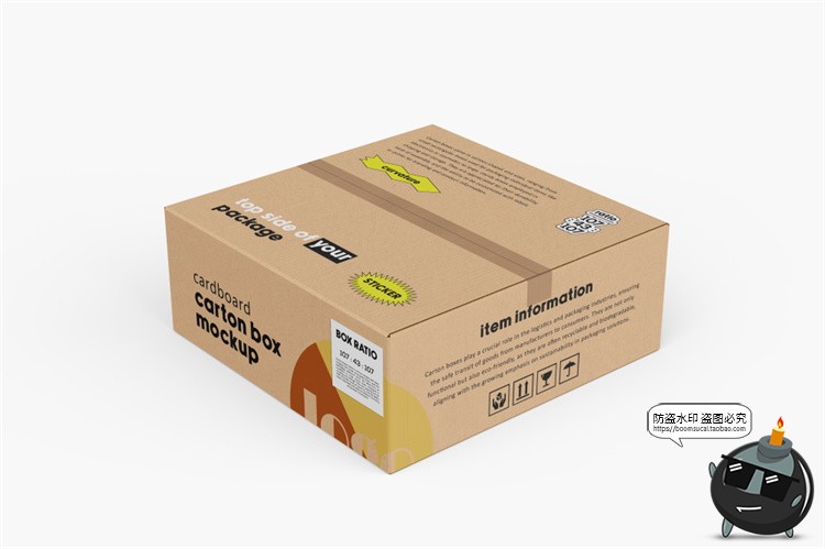 图片[6]-瓦楞快递纸箱纸盒正方形打包箱子包装展示效果图PSD模板样机素材-设计猿
