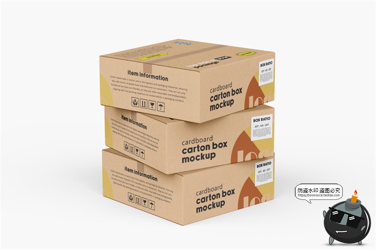 图片[7]-瓦楞快递纸箱纸盒正方形打包箱子包装展示效果图PSD模板样机素材-设计猿