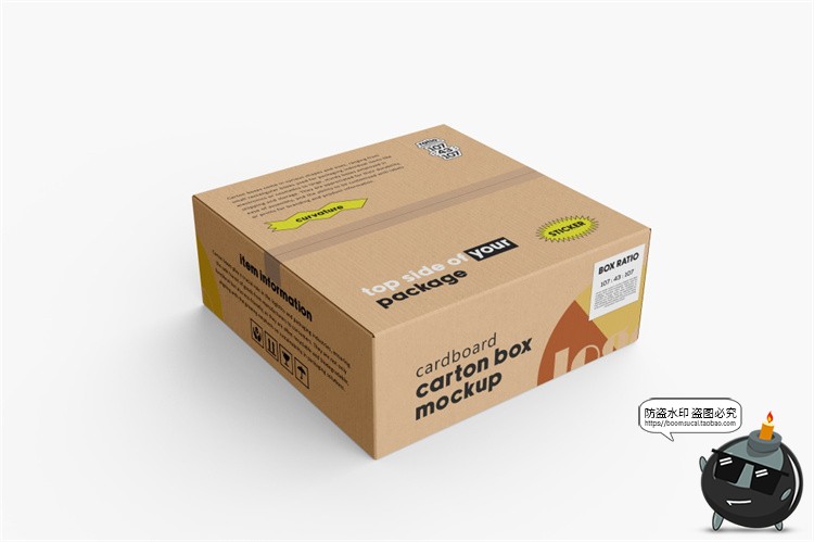 图片[9]-瓦楞快递纸箱纸盒正方形打包箱子包装展示效果图PSD模板样机素材-设计猿