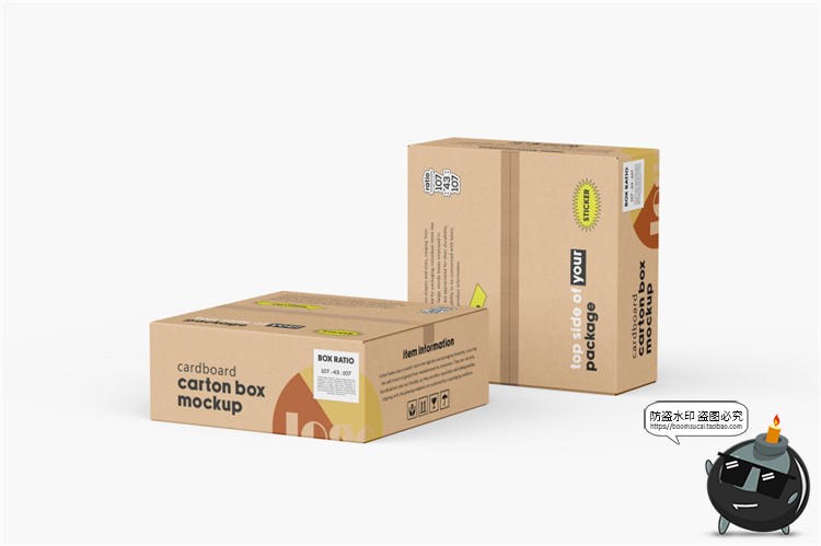 图片[12]-瓦楞快递纸箱纸盒正方形打包箱子包装展示效果图PSD模板样机素材-设计猿