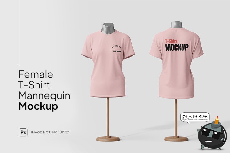 图片[3]-男女款圆领短袖T恤上衣模型图案印花贴图服饰样机PSD模板PS素材-设计猿