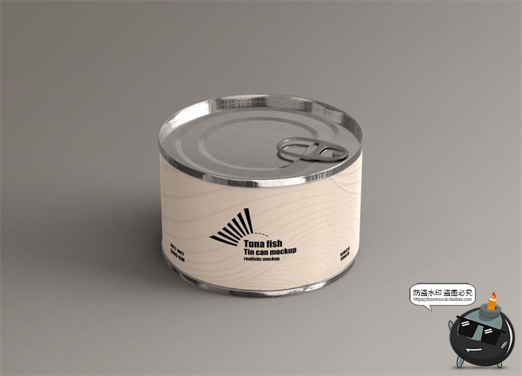 图片[2]-金枪鱼食品鲱鱼金属罐头压缩密封真空包装贴图样机PSD模板PS素材-设计猿