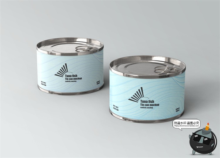 图片[4]-金枪鱼食品鲱鱼金属罐头压缩密封真空包装贴图样机PSD模板PS素材-设计猿