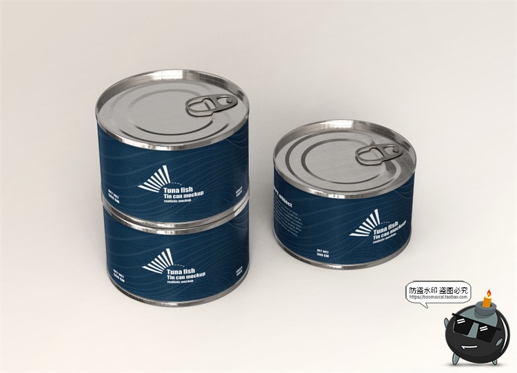 图片[5]-金枪鱼食品鲱鱼金属罐头压缩密封真空包装贴图样机PSD模板PS素材-设计猿