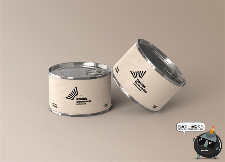 图片[8]-金枪鱼食品鲱鱼金属罐头压缩密封真空包装贴图样机PSD模板PS素材-设计猿