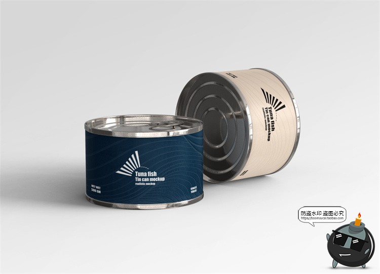 图片[9]-金枪鱼食品鲱鱼金属罐头压缩密封真空包装贴图样机PSD模板PS素材-设计猿