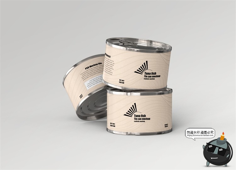 图片[11]-金枪鱼食品鲱鱼金属罐头压缩密封真空包装贴图样机PSD模板PS素材-设计猿