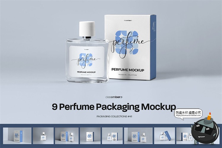 图片[1]-男士古龙香水喷雾美妆玻璃瓶子透明产品包装贴图样机PSD模板素材-设计猿