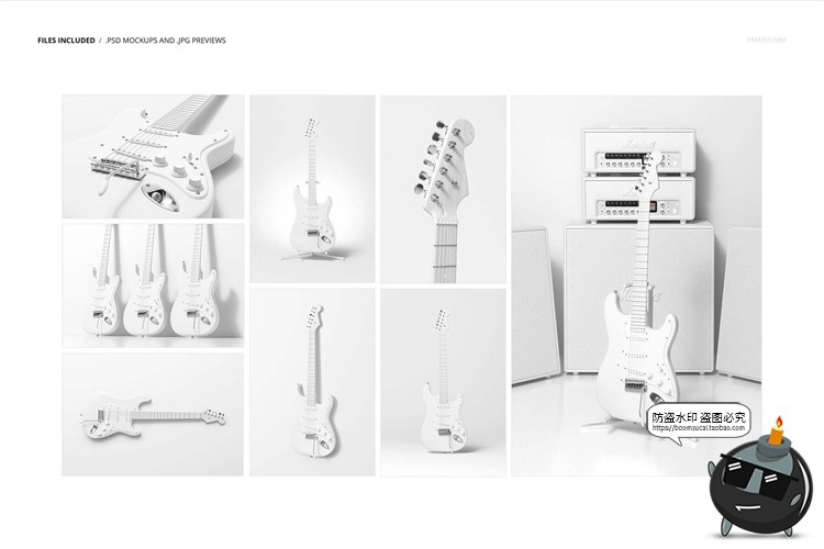 图片[2]-摇滚音乐电吉他乐器外观涂装图案效果展示白膜样机PSD模板PS素材-设计猿