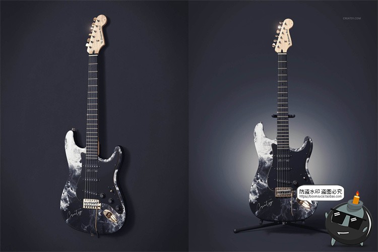 图片[9]-摇滚音乐电吉他乐器外观涂装图案效果展示白膜样机PSD模板PS素材-设计猿