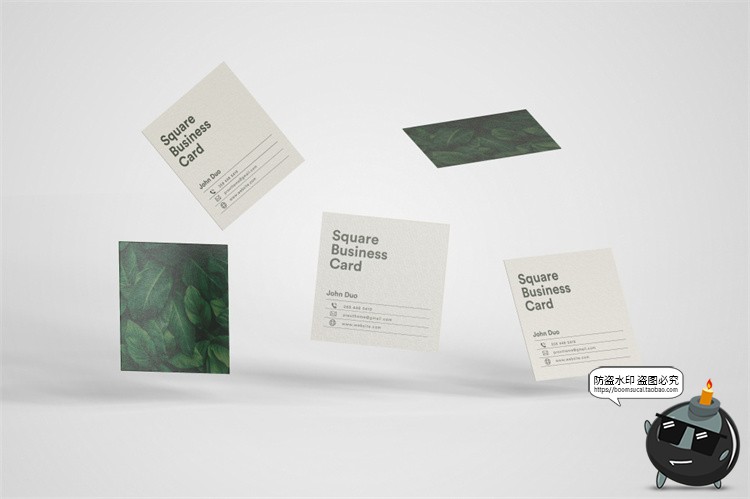 图片[1]-正方形艺术纸片名片卡片传单宣传广告贴图智能样机PSD模板PS素材-设计猿