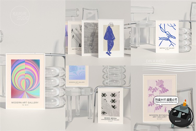 图片[2]-潮流潮牌时尚透明有机玻璃海报画框挂画作品展示样机PSD模板素材-设计猿