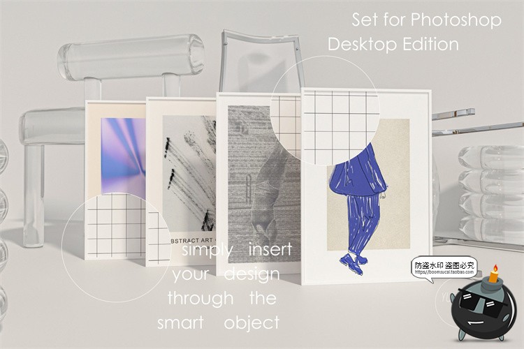 图片[3]-潮流潮牌时尚透明有机玻璃海报画框挂画作品展示样机PSD模板素材-设计猿