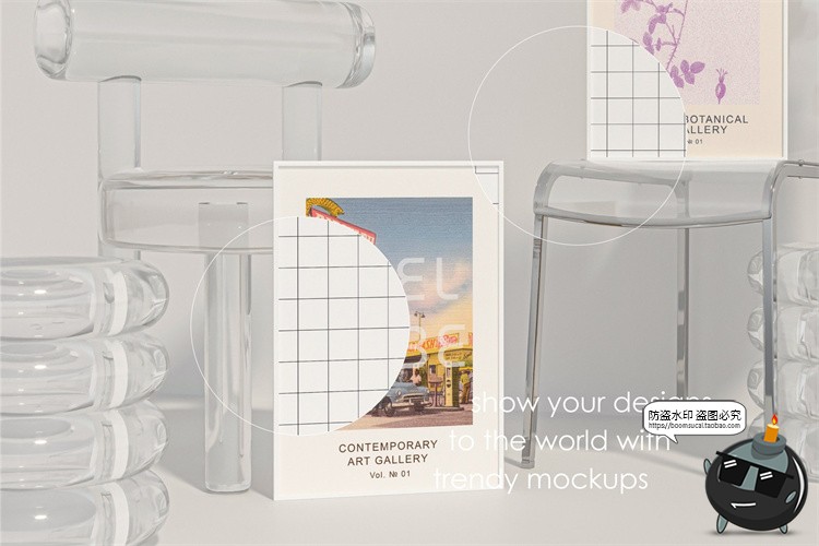 图片[4]-潮流潮牌时尚透明有机玻璃海报画框挂画作品展示样机PSD模板素材-设计猿