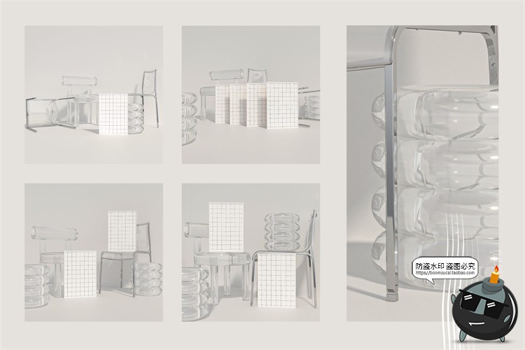 潮流潮牌时尚透明有机玻璃海报画框挂画作品展示样机PSD模板素材-设计猿