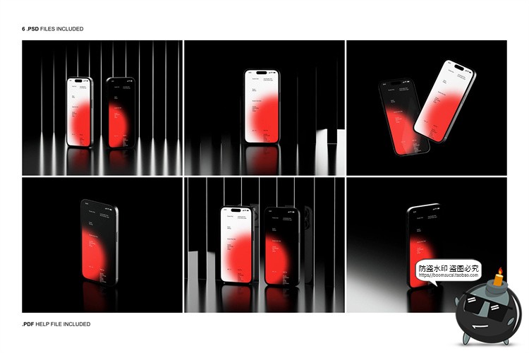 图片[2]-工业黑化风苹果iPhone 14 Pro手机屏幕作品集展示贴图PSD样机模板-设计猿