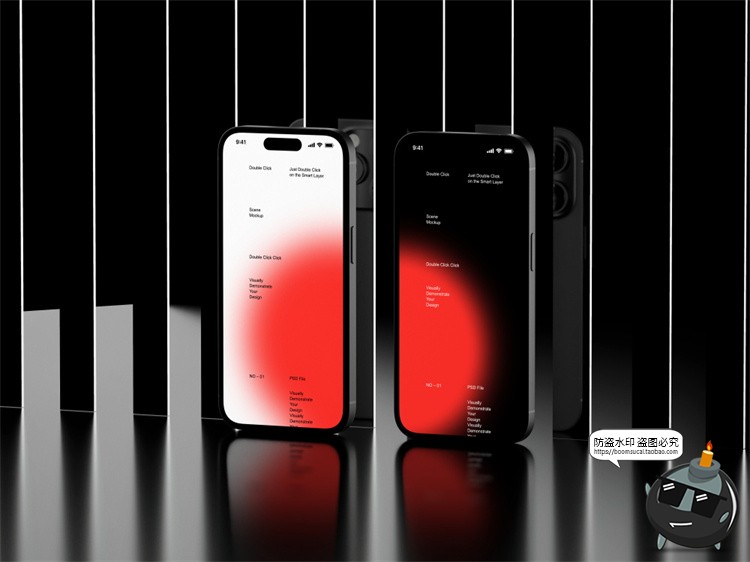 图片[4]-工业黑化风苹果iPhone 14 Pro手机屏幕作品集展示贴图PSD样机模板-设计猿