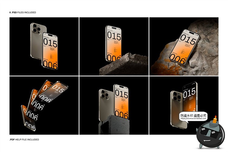 图片[2]-工业黑化风苹果iPhone 15Pro手机屏幕APP界面UI样机PSD模板PS素材-设计猿