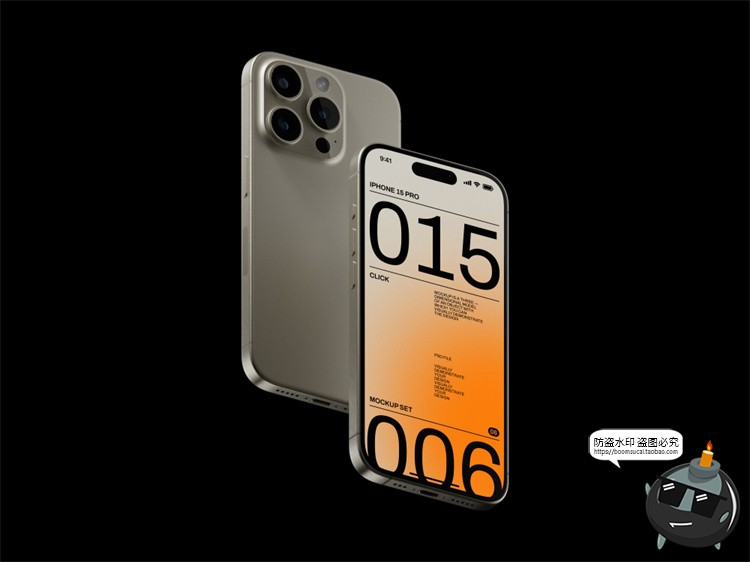 图片[3]-工业黑化风苹果iPhone 15Pro手机屏幕APP界面UI样机PSD模板PS素材-设计猿