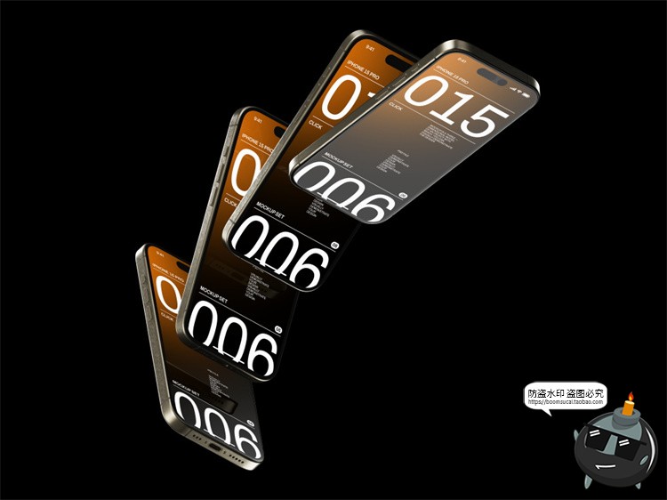 图片[5]-工业黑化风苹果iPhone 15Pro手机屏幕APP界面UI样机PSD模板PS素材-设计猿