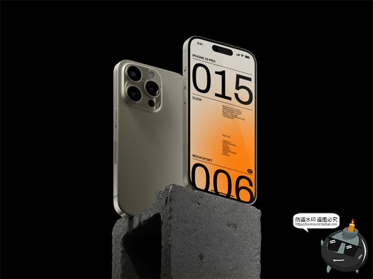 图片[7]-工业黑化风苹果iPhone 15Pro手机屏幕APP界面UI样机PSD模板PS素材-设计猿