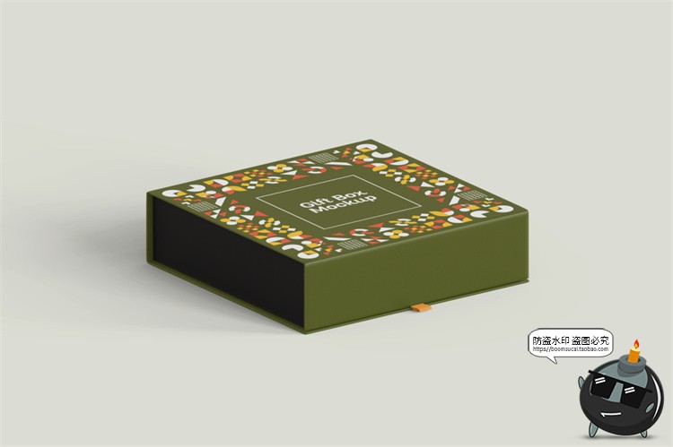 图片[2]-正方形磁吸翻盖文创礼盒硬纸盒包装盒效果展示样机PSD模板PS素材-设计猿