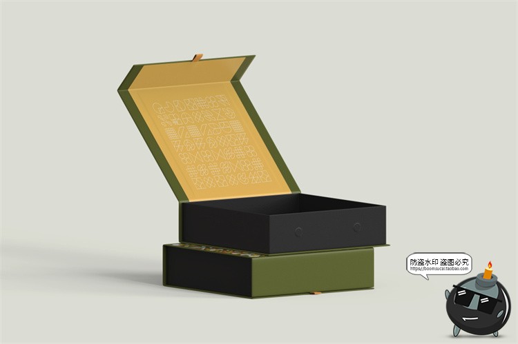图片[3]-正方形磁吸翻盖文创礼盒硬纸盒包装盒效果展示样机PSD模板PS素材-设计猿