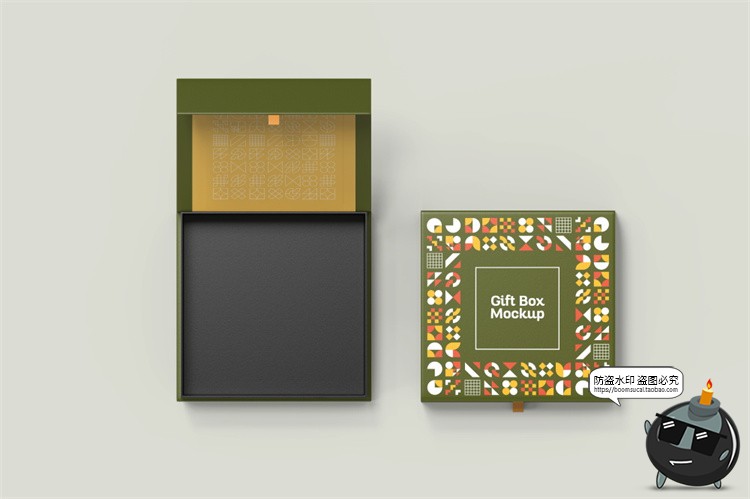 图片[6]-正方形磁吸翻盖文创礼盒硬纸盒包装盒效果展示样机PSD模板PS素材-设计猿