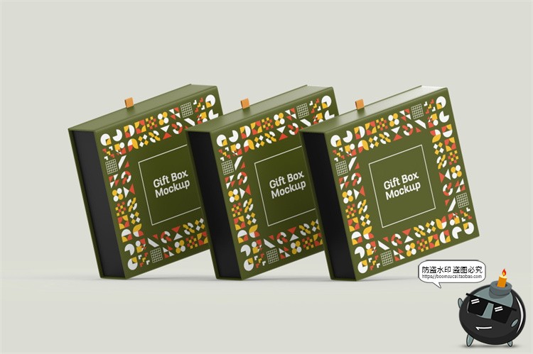 图片[7]-正方形磁吸翻盖文创礼盒硬纸盒包装盒效果展示样机PSD模板PS素材-设计猿