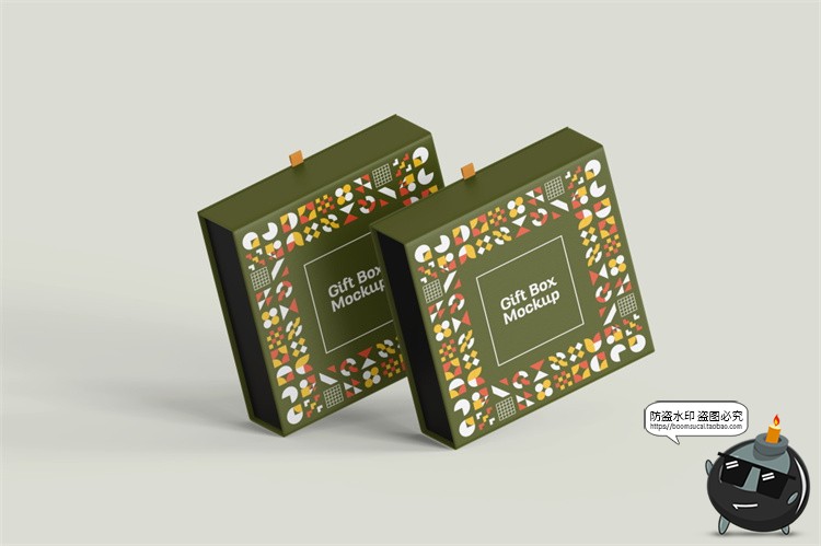 图片[8]-正方形磁吸翻盖文创礼盒硬纸盒包装盒效果展示样机PSD模板PS素材-设计猿