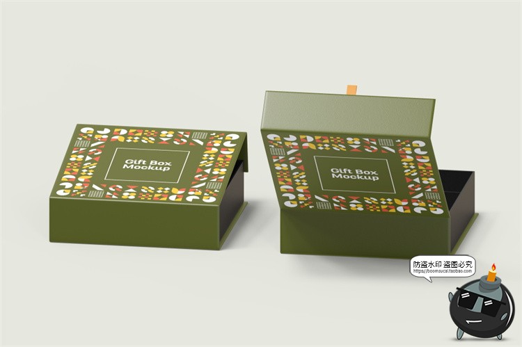 图片[10]-正方形磁吸翻盖文创礼盒硬纸盒包装盒效果展示样机PSD模板PS素材-设计猿