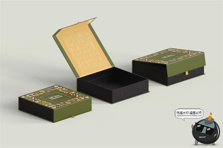 图片[11]-正方形磁吸翻盖文创礼盒硬纸盒包装盒效果展示样机PSD模板PS素材-设计猿